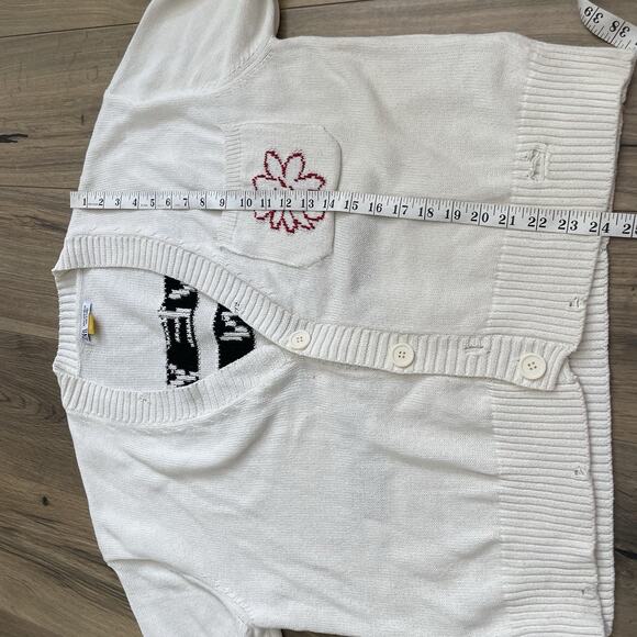 ZARA x Pepo Moreno White Cardigan Sz Medium “Have You Seen My Smile?” Distressed - Picture 8 of 12